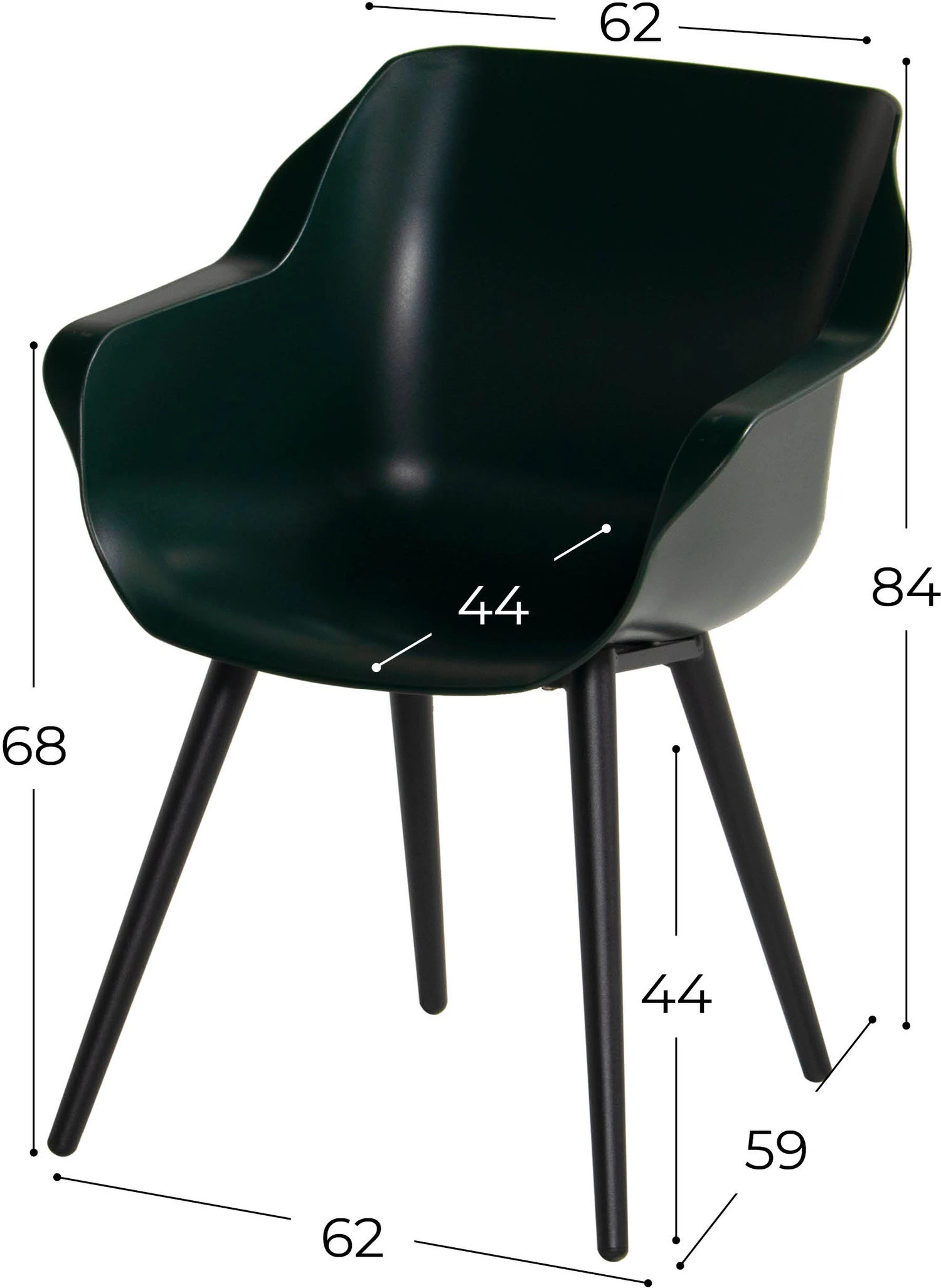 Hartman Kuipstoel Sophie Studio Donkergroen / Zwart 4 Hartman Kuipstoel Sophie Studio Donkergroen / Zwart - Afbeelding 2