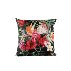 Sierkussen Tropische Bloemen Multi Zwart 45 X 45 X 12 Cm