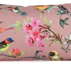 Sierkussen Vogels Met Bloemen Dani Roze / Groen 30 X 50 Cm