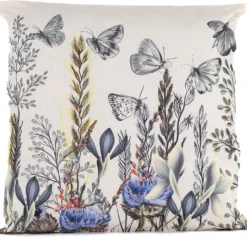 Sierkussen Bloemen Jozy Crème / Blauw / Geel 45 X 45 Cm