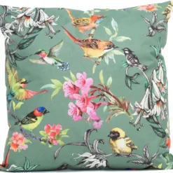 Sierkussen Vogels Met Bloemen Dani Groen / Roze 45 X 45 Cm