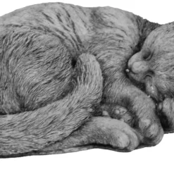 Tuinbeeld Slapende Kat Grijs 21 X 28 X 12 Cm
