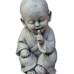 Tuinbeeld Zwijgende Monnik Grijs 9 X 9 X 16 Cm