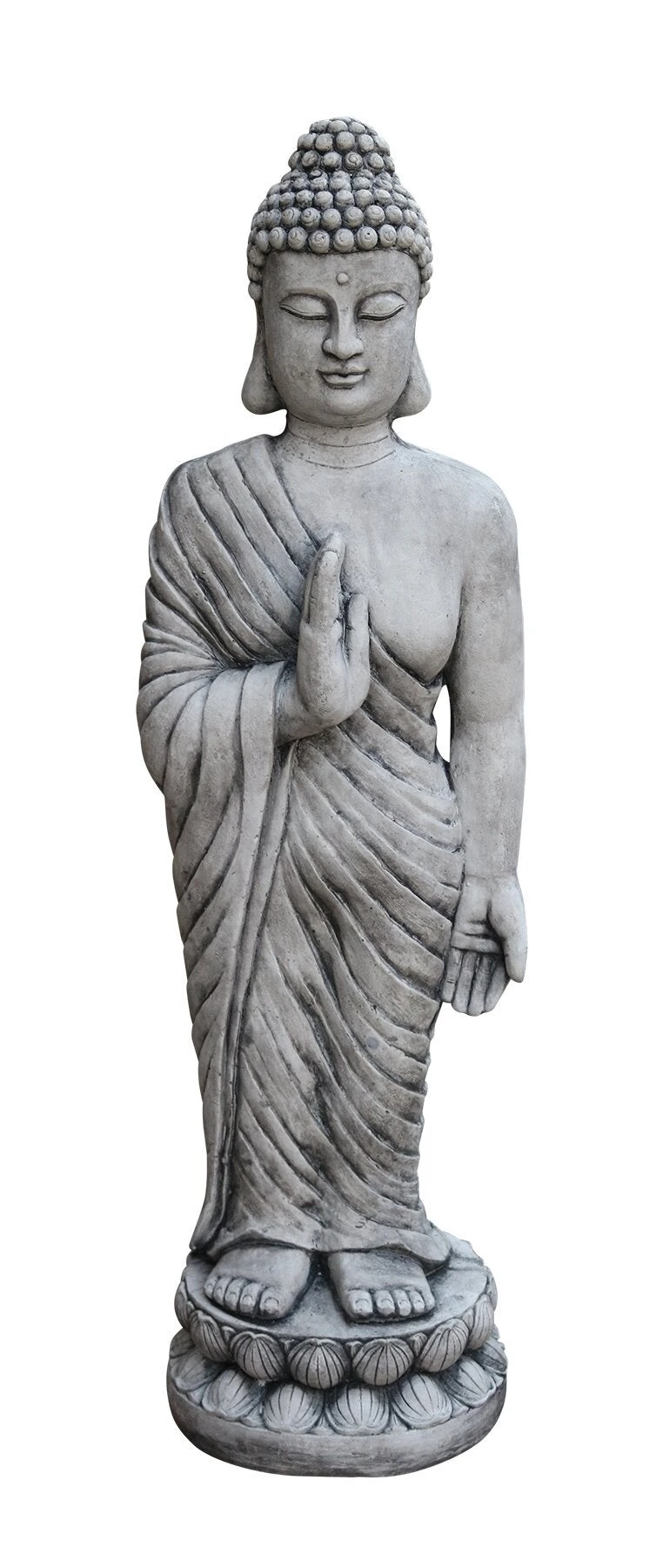 Tuinbeeld Boeddha Staand Grijs 25 X 30 X 95 Cm 3 Tuinbeeld Boeddha Staand Grijs 25 X 30 X 95 Cm