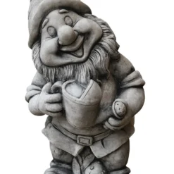 Tuinbeeld Kabouter Met Gieter Grijs 19 X 22 X 42 Cm