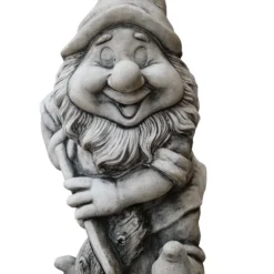 Tuinbeeld Kabouter Met Zaag Grijs 19 X 22 X 42 Cm