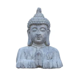 Tuinbeeld Boeddha Met Muts Grijs 27 X 19 X 36 Cm