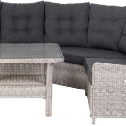 Intratuin Verstelbare 5-zits Loungeset Sanur Wicker Bruin