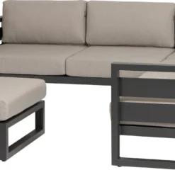 Intratuin 4-zits Loungeset Norma Met Hocker Aluminium Antraciet