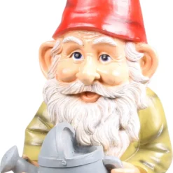 Tuinbeeld Kabouter Met Gieter Groen / Rood 9 X 8 X 20 Cm