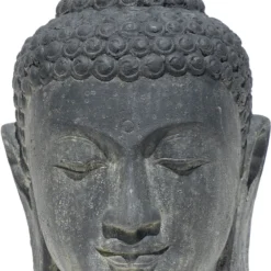 Tuinbeeld Boeddha Hoofd Zwart / Grijs 12 X 12 X 20 Cm