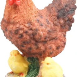 Farmwood Tuinbeeld Kip Met Kuikens Bruin 15 X 11 X 20 Cm