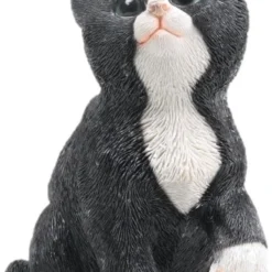 Farmwood Tuinbeeld Kat Zwart / Wit 15 X 12 X 19 Cm