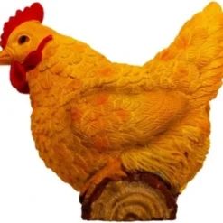 Farmwood Tuinbeeld Kip Op Stok Geel 8 X 2 X 8 Cm