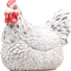 Farmwood Tuinbeeld Broedende Bella Kip Wit 15 X 18 X 15 Cm