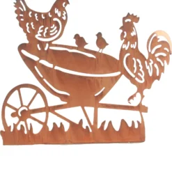 SID Tuindecoratie Kippen Op Een Kar Metaal 0,3 X 43 X 28 Cm