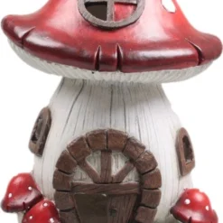 SID Tuinbeeld Paddenstoel Huisje Gerrit Bruin / Rood / Wit 24 X 24 X 38 Cm