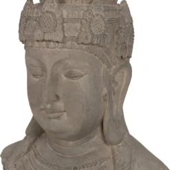 Intratuin Tuinbeeld Boeddha Hoofd Grijs 42 X 29,5 X 58 Cm