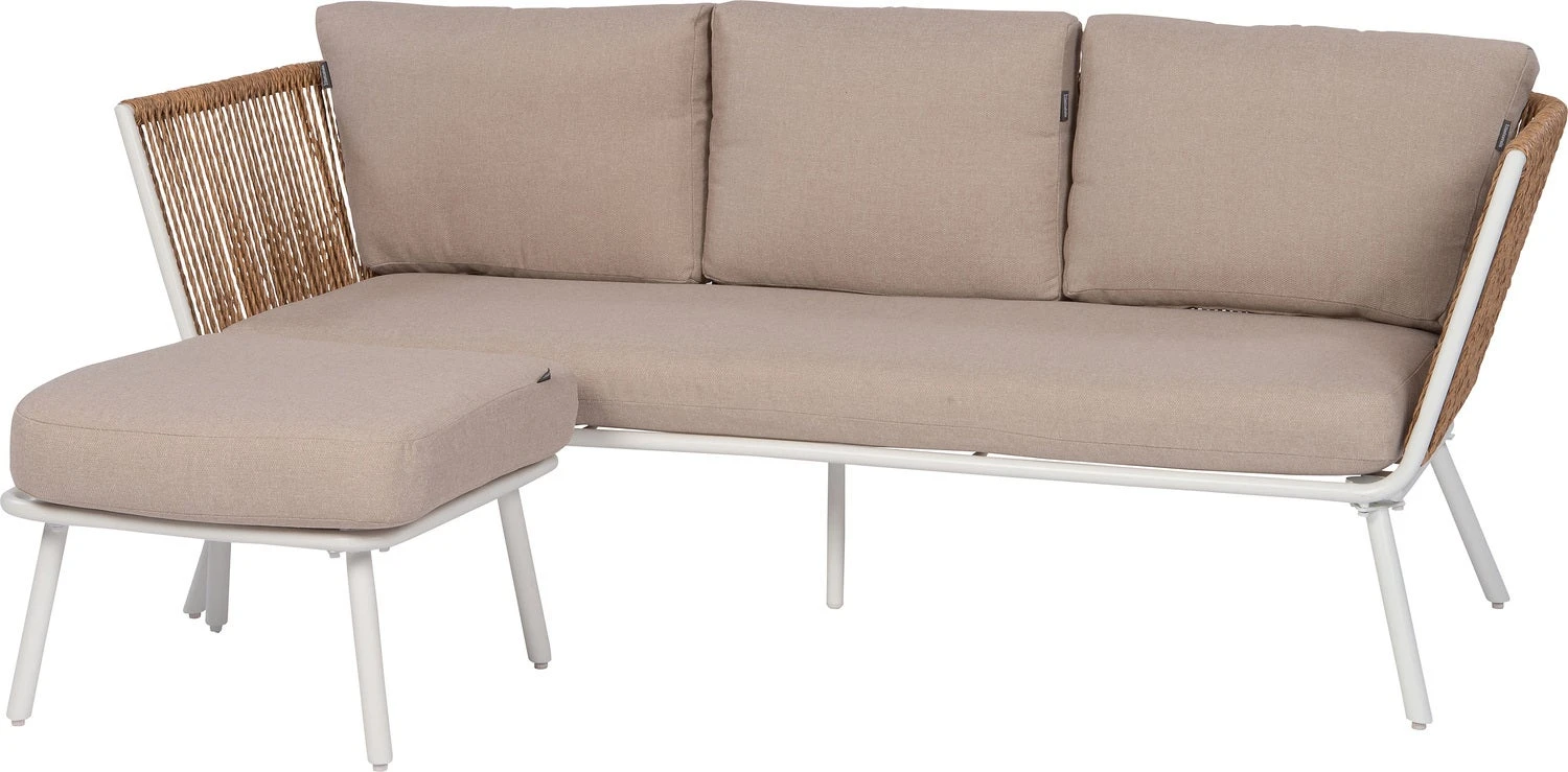 Intratuin 3-zits Loungebank Iris Met Chaise Longue Wicker Naturel / Wit 3 Intratuin 3-zits Loungebank Iris Met Chaise Longue Wicker Naturel / Wit