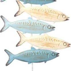 Intratuin Tuinbeeld Vissen Op Voet Geranne Blauw / Wit / Bruin 28 X 8,5 X 37 Cm