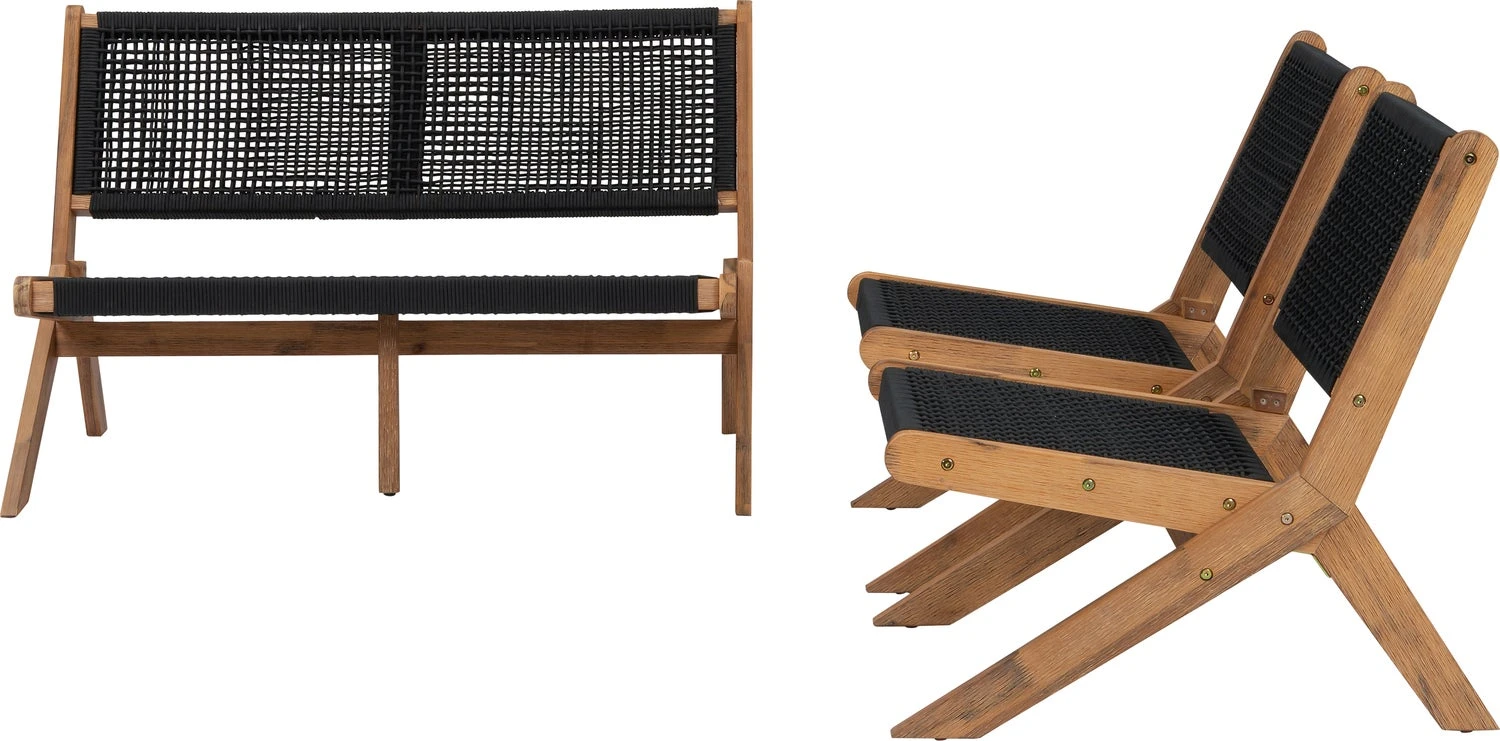 Intratuin 2-zits Loungebank Coco Zwart Acaciahout 7 Intratuin 2-zits Loungebank Coco Zwart Acaciahout - Afbeelding 5