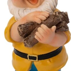 Intratuin Tuinkabouter Ricky Met Hout Geel / Blauw 15,5 X 13 X 30 Cm